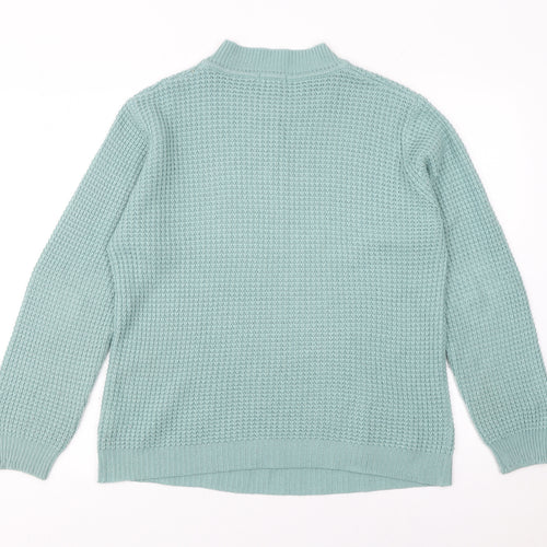 Damart Women’s Green Waffle Knit Mock Neck Jumper Size 14/16