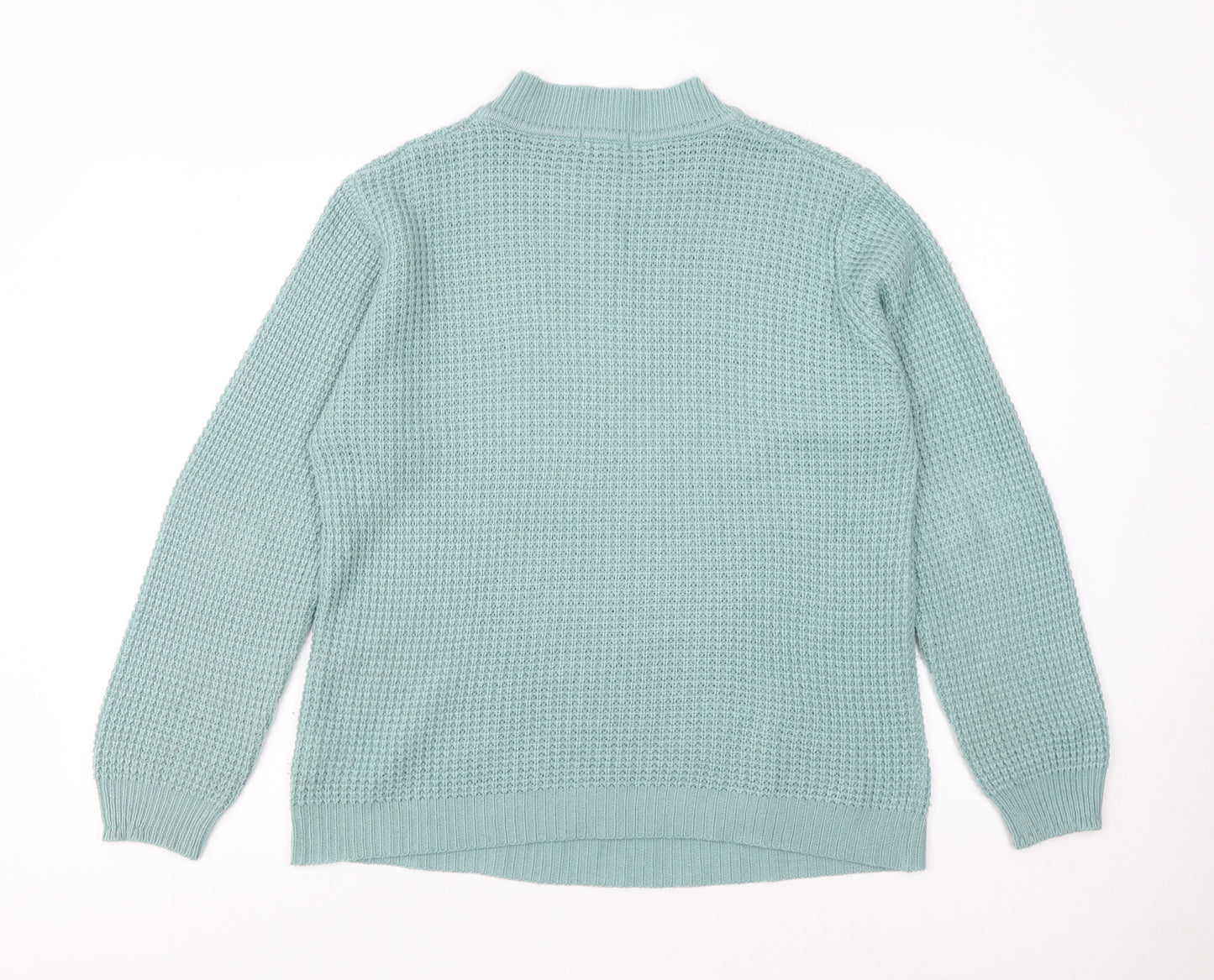 Damart Women’s Green Waffle Knit Mock Neck Jumper Size 14/16