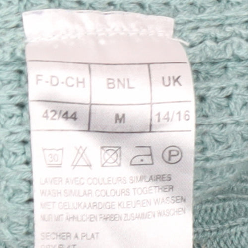 Damart Women’s Green Waffle Knit Mock Neck Jumper Size 14/16