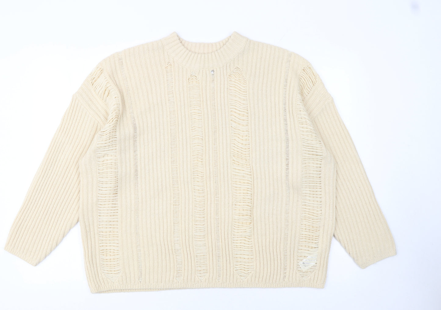 ASOS DESIGN Women Beige Size 16 Chunky Knit Crew Neck Jumper
