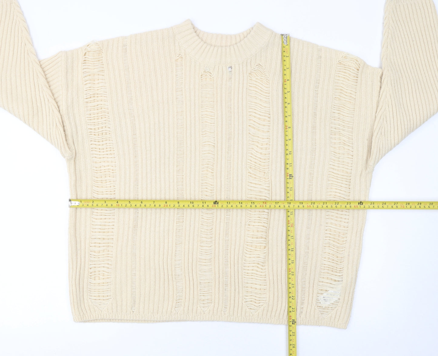ASOS DESIGN Women Beige Size 16 Chunky Knit Crew Neck Jumper