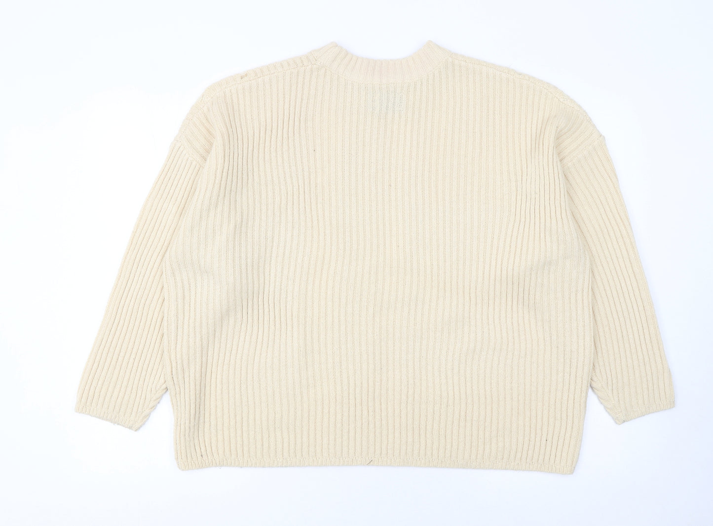 ASOS DESIGN Women Beige Size 16 Chunky Knit Crew Neck Jumper