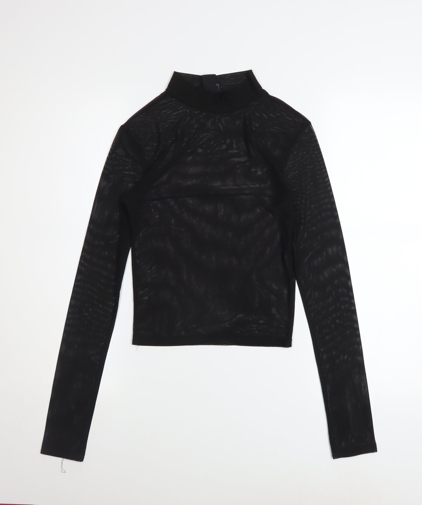 Urban Outfitters Women Black Mesh Long Sleeve Mock Neck Top S