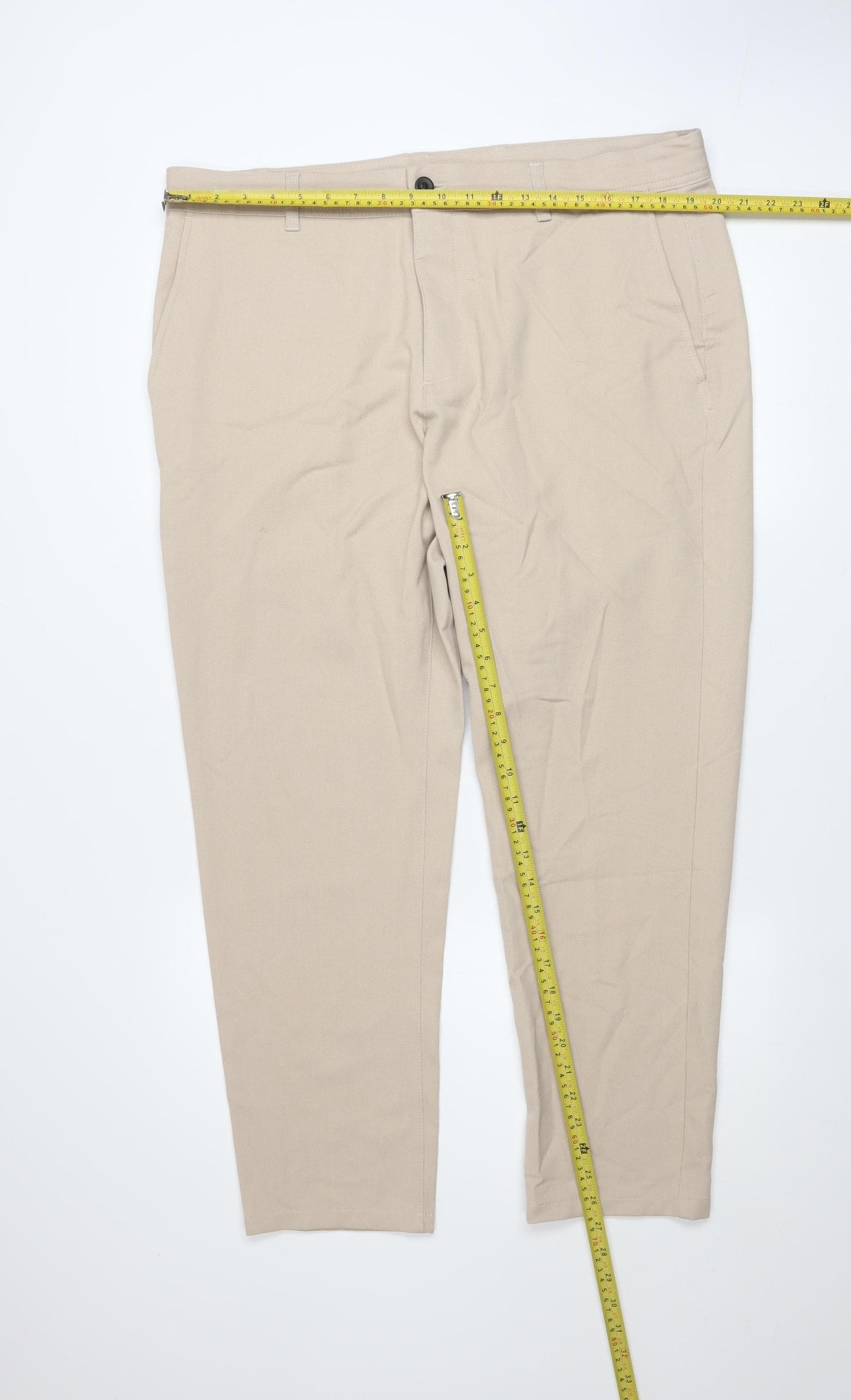 Zara Men Beige Slim Fit Chino Trousers Size M 33in Waist