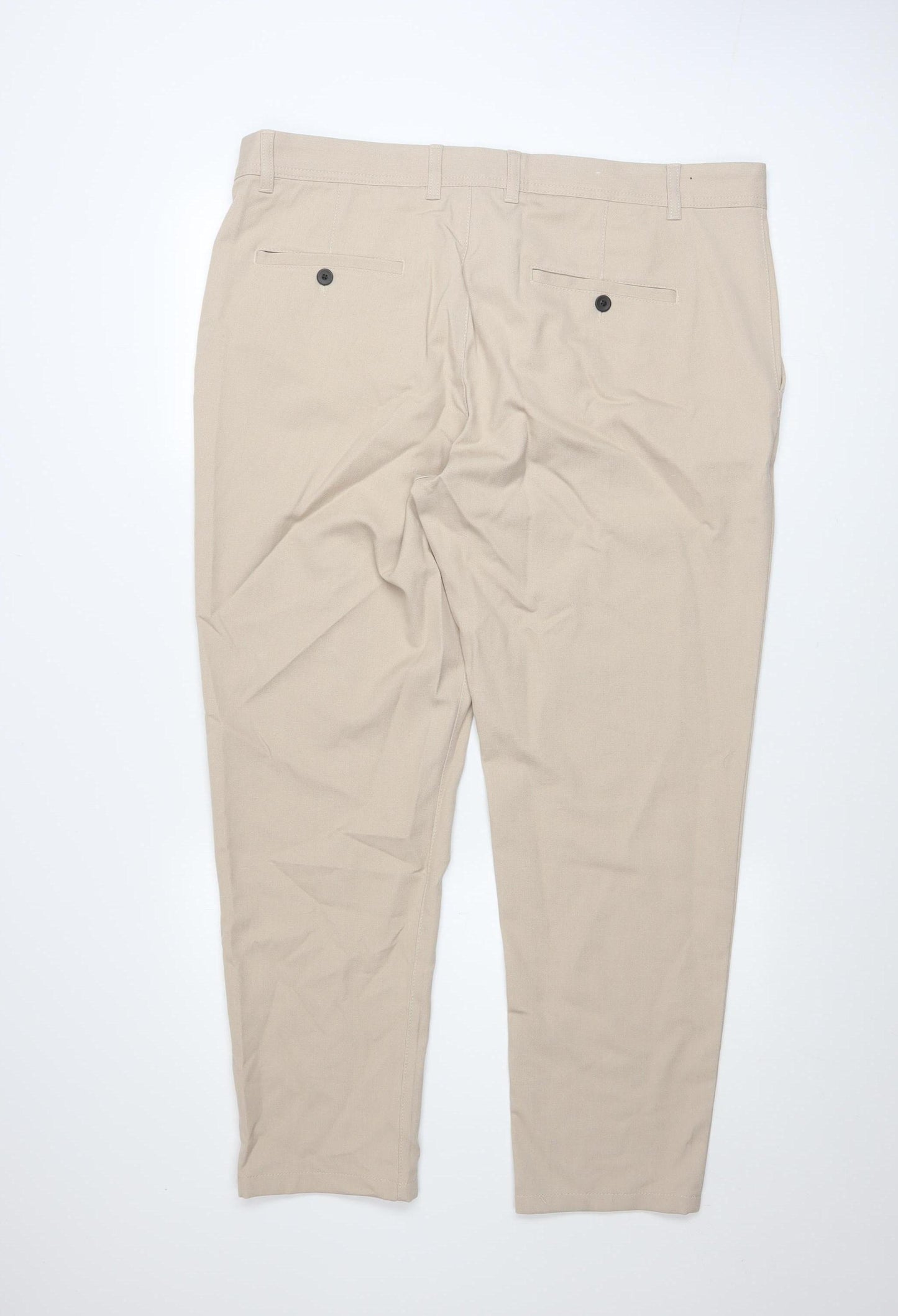 Zara Men Beige Slim Fit Chino Trousers Size M 33in Waist