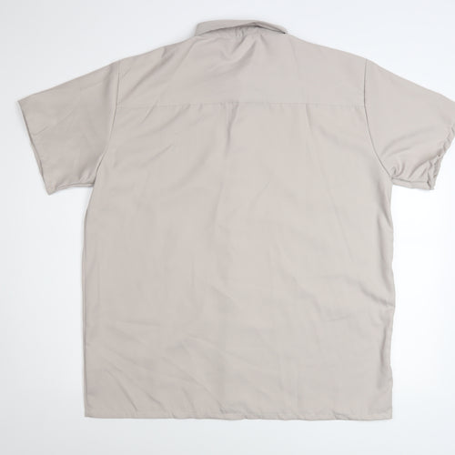 boohooMAN Men's Beige Short Sleeve Button-Up Shirt Size L