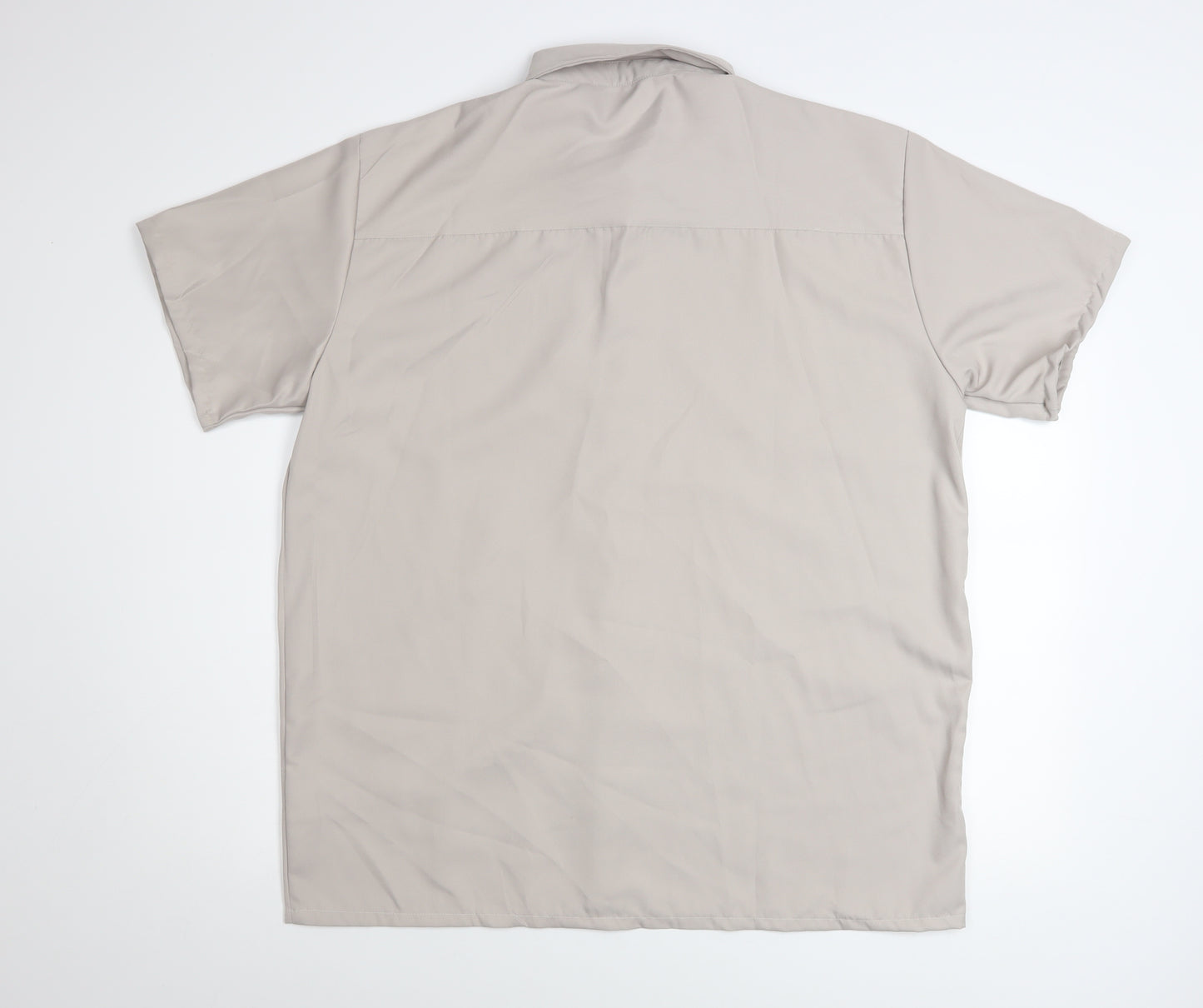 boohooMAN Men's Beige Short Sleeve Button-Up Shirt Size L