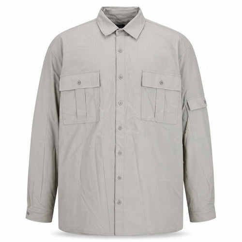 BoohooMAN Men's Grey Button-Up Long Sleeve Classic Fit Shirt Size L