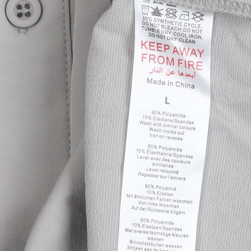 BoohooMAN Men's Grey Button-Up Long Sleeve Classic Fit Shirt Size L