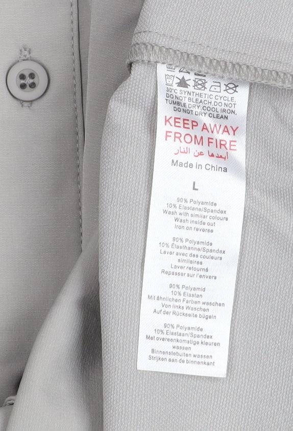 BoohooMAN Men's Grey Button-Up Long Sleeve Classic Fit Shirt Size L
