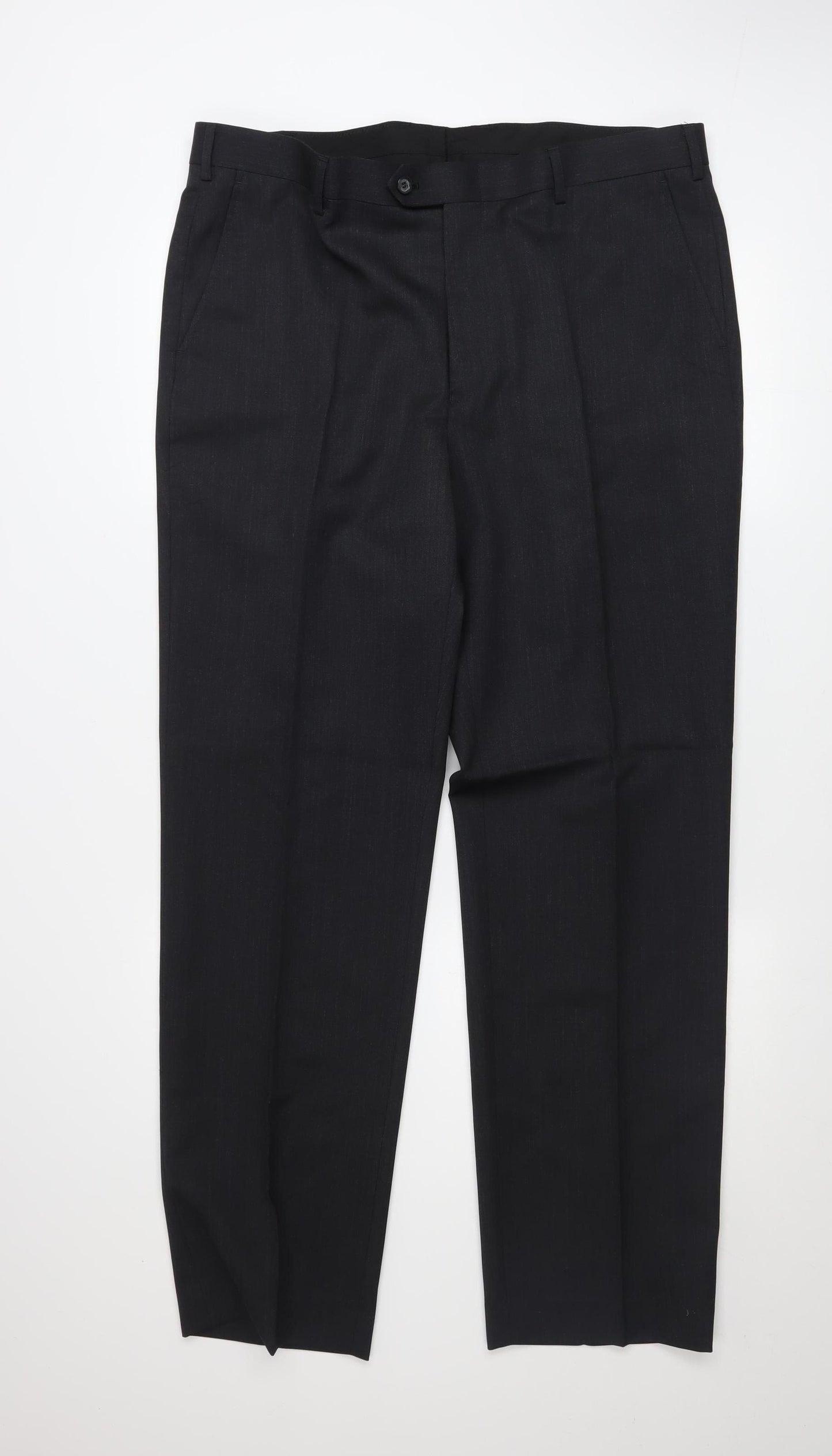 Black Label Peter Drew Men's Black 38L Pleated Wool Blend Dress Trousers