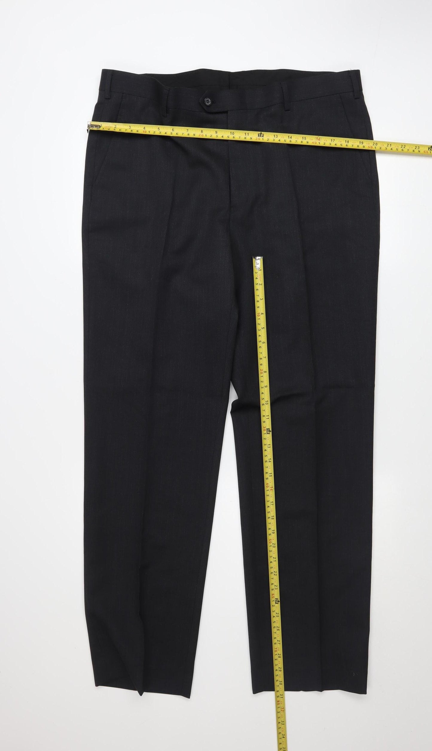 Black Label Peter Drew Men's Black 38L Pleated Wool Blend Dress Trousers