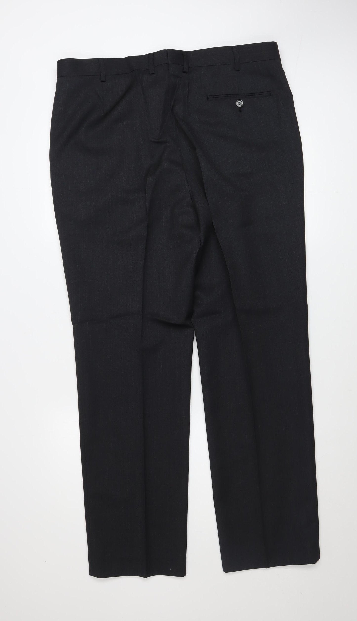 Black Label Peter Drew Men's Black 38L Pleated Wool Blend Dress Trousers
