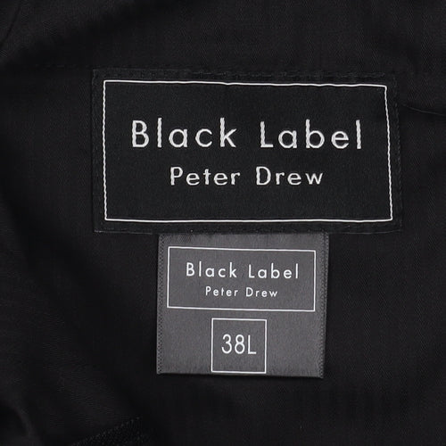 Black Label Peter Drew Men's Black 38L Pleated Wool Blend Dress Trousers