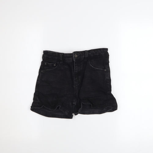 Pull & Bear Women Black Denim Hot Pants Shorts Size 6 Slim Fit