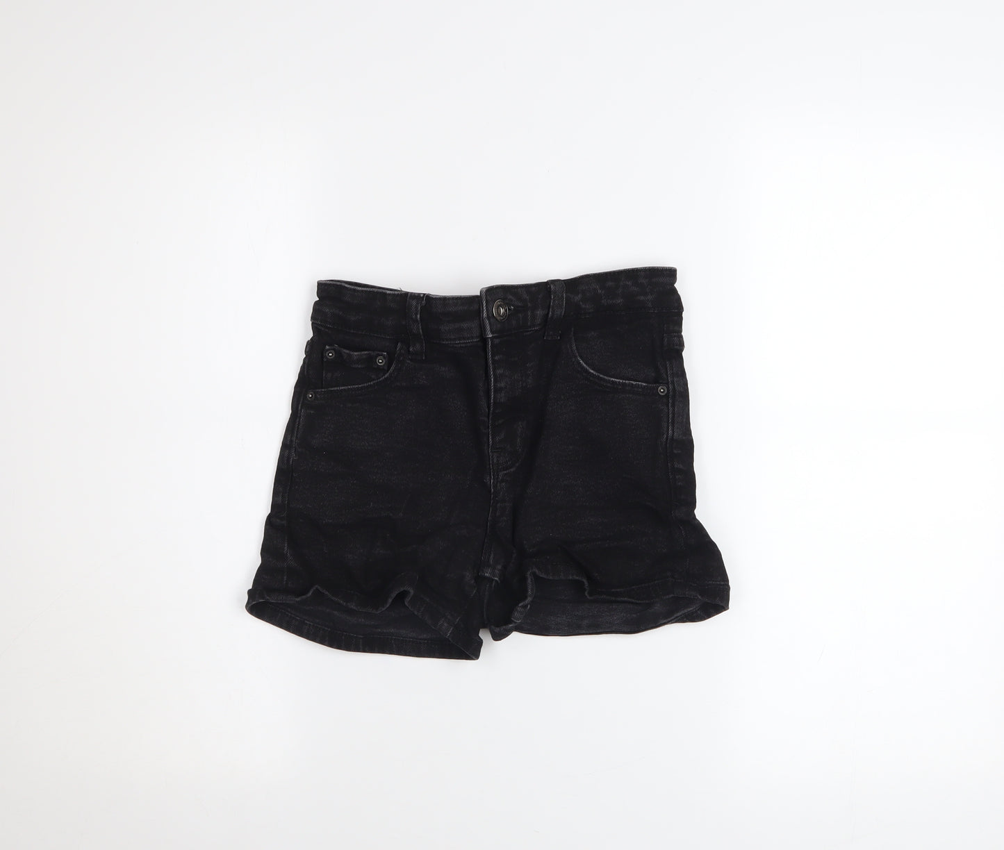 Pull & Bear Women Black Denim Hot Pants Shorts Size 6 Slim Fit
