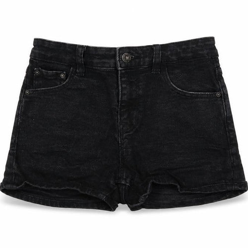 Pull & Bear Women Black Denim Hot Pants Shorts Size 6 Slim Fit