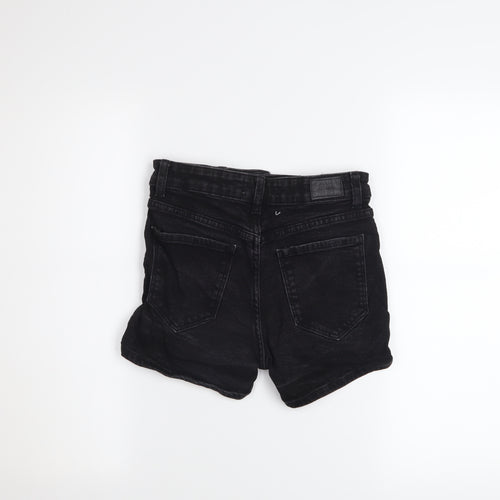 Pull & Bear Women Black Denim Hot Pants Shorts Size 6 Slim Fit