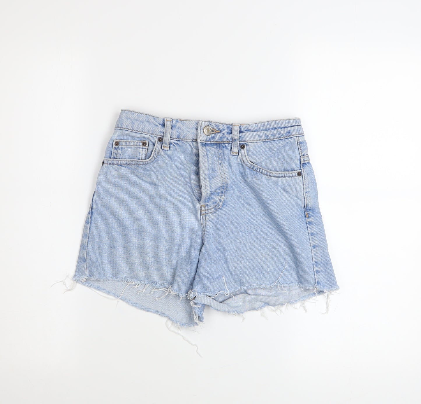 Topshop Women Blue Size 4 Mom Denim High Rise Cut-Off Shorts