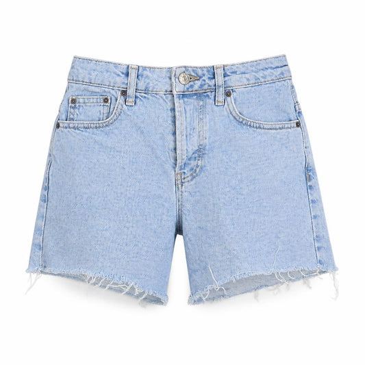 Topshop Women Blue Size 4 Mom Denim High Rise Cut-Off Shorts