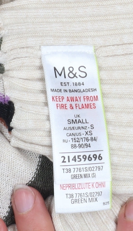 Marks and Spencer Women’s Multicoloured Striped Crew Neck Jumper Size S