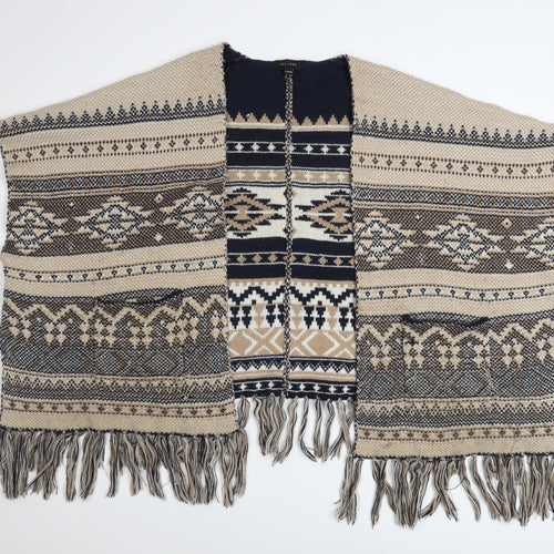New Look Women’s Beige Bohemian Chunky Knit Cape One Size Acrylic