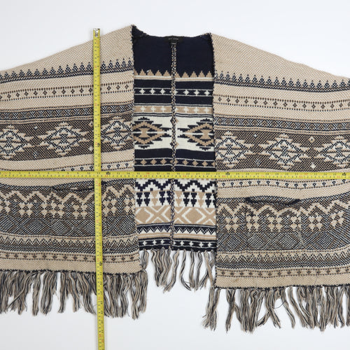 New Look Women’s Beige Bohemian Chunky Knit Cape One Size Acrylic