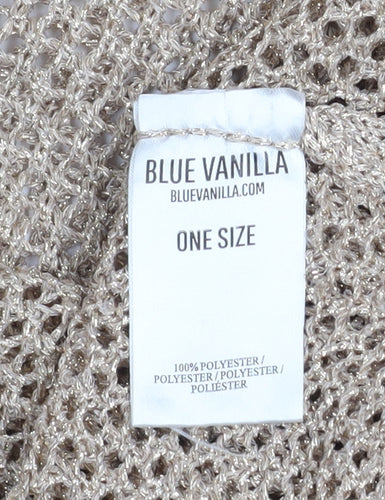 Blue Vanilla Women Beige Knit Cropped V-Neck Blouse One Size