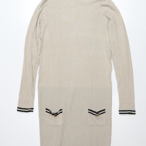 Mango Women Beige Roll Neck Long Sleeve Jumper Dress Size 14