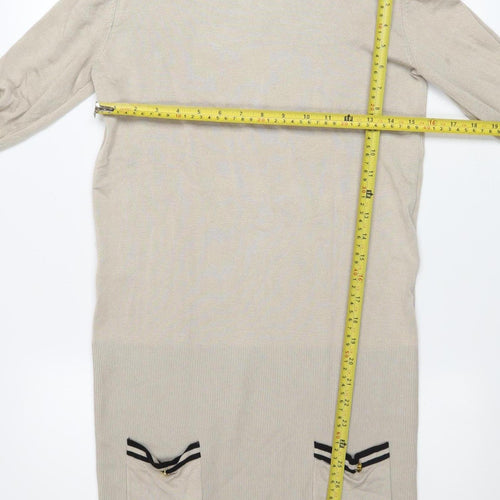 Mango Women Beige Roll Neck Long Sleeve Jumper Dress Size 14