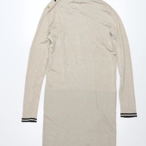 Mango Women Beige Roll Neck Long Sleeve Jumper Dress Size 14