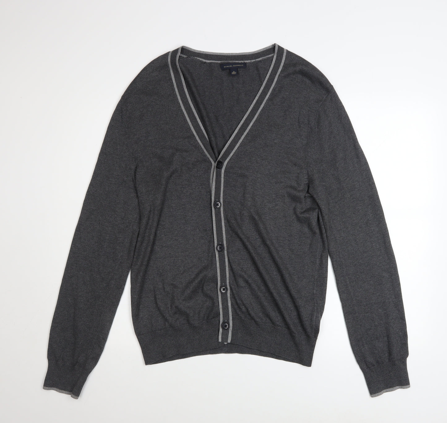 Banana Republic Men's Grey Silk Cotton Cashmere V-Neck Cardigan M