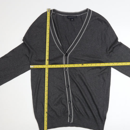 Banana Republic Men's Grey Silk Cotton Cashmere V-Neck Cardigan M