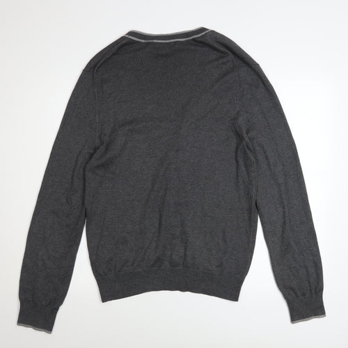 Banana Republic Men's Grey Silk Cotton Cashmere V-Neck Cardigan M