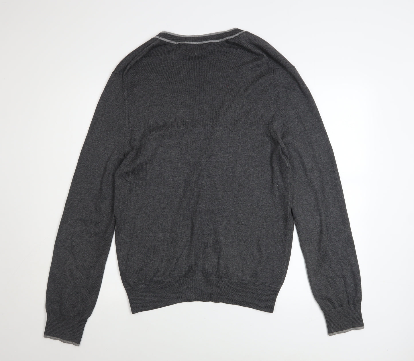 Banana Republic Men's Grey Silk Cotton Cashmere V-Neck Cardigan M