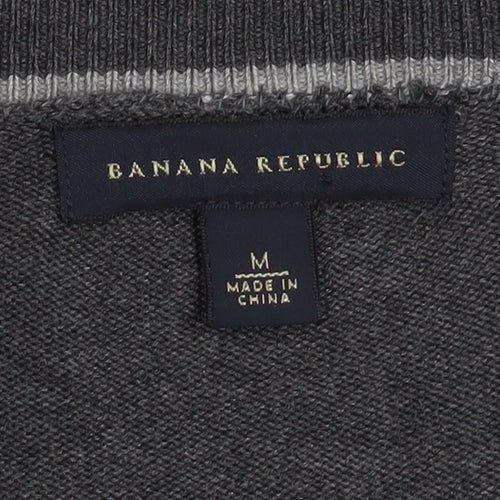 Banana Republic Men's Grey Silk Cotton Cashmere V-Neck Cardigan M