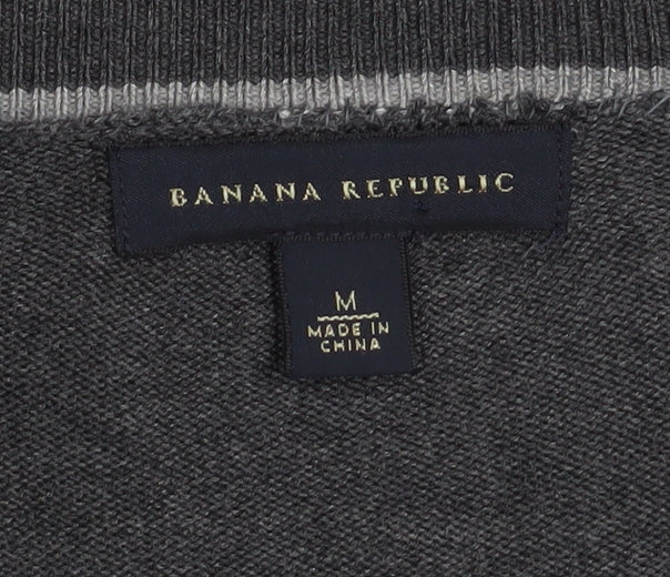 Banana Republic Men's Grey Silk Cotton Cashmere V-Neck Cardigan M