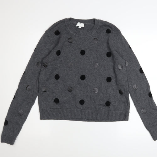 Witchery Womens Grey Polka Dot Knit Pullover Jumper Size M