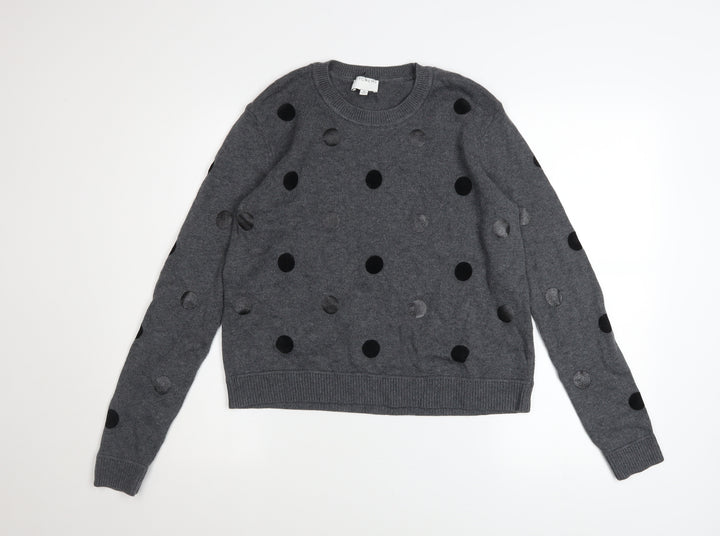Witchery Womens Grey Polka Dot Knit Pullover Jumper Size M