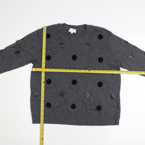Witchery Womens Grey Polka Dot Knit Pullover Jumper Size M
