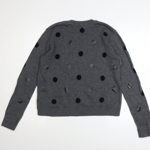 Witchery Womens Grey Polka Dot Knit Pullover Jumper Size M