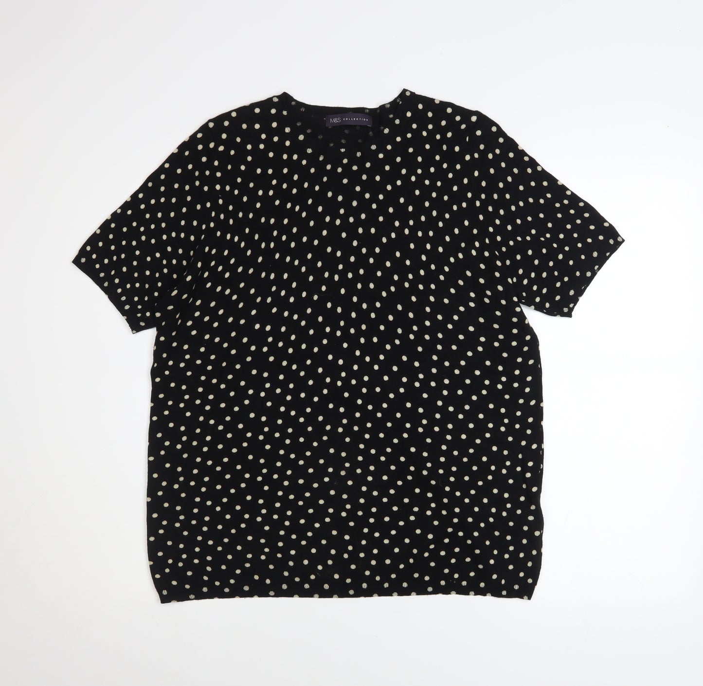 Marks and Spencer Womens Black Polka Dot Short Sleeve Blouse Size 18