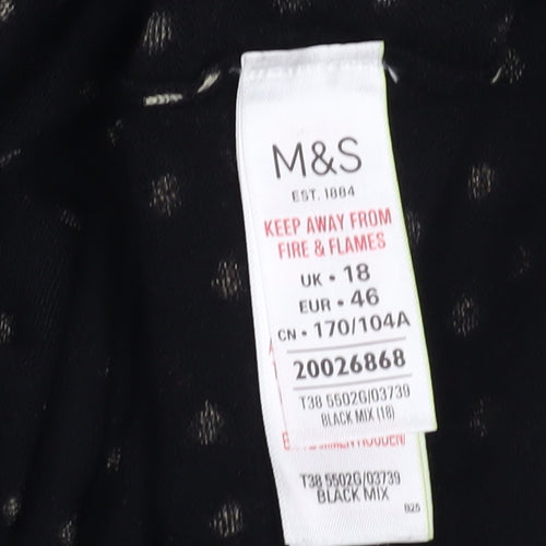 Marks and Spencer Womens Black Polka Dot Short Sleeve Blouse Size 18