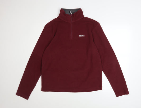 Regatta Mens Burgundy Fleece 1/4 Zip Sweatshirt Size M Outdoor Warm Top
