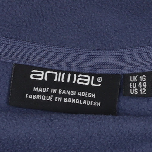 Animal Womens Blue Half Zip Fleece Sweatshirt UK 16 Pullover
