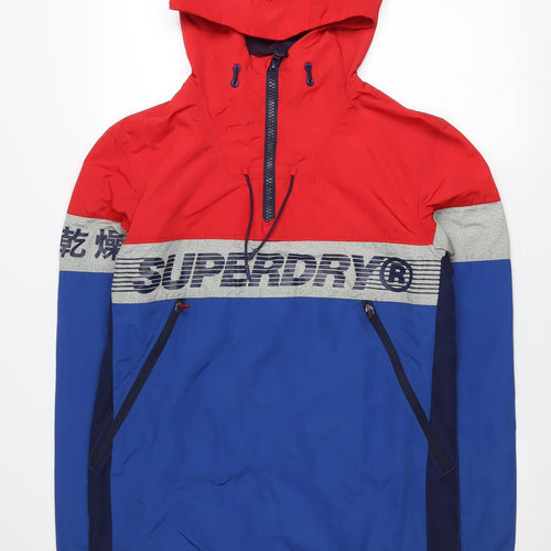 Superdry Men's Red Blue XS Windbreaker Hooded Lightweight Jacket