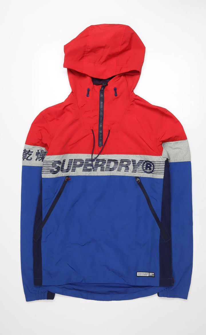 Superdry Men's Red Blue XS Windbreaker Hooded Lightweight Jacket