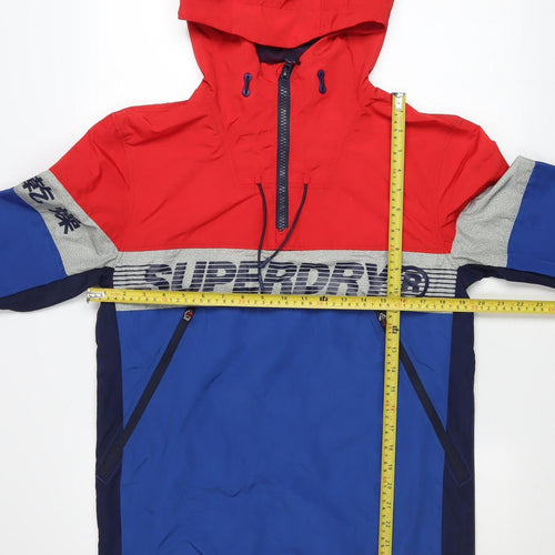 Superdry Men's Red Blue XS Windbreaker Hooded Lightweight Jacket