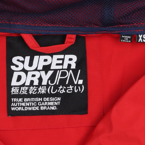 Superdry Men's Red Blue XS Windbreaker Hooded Lightweight Jacket