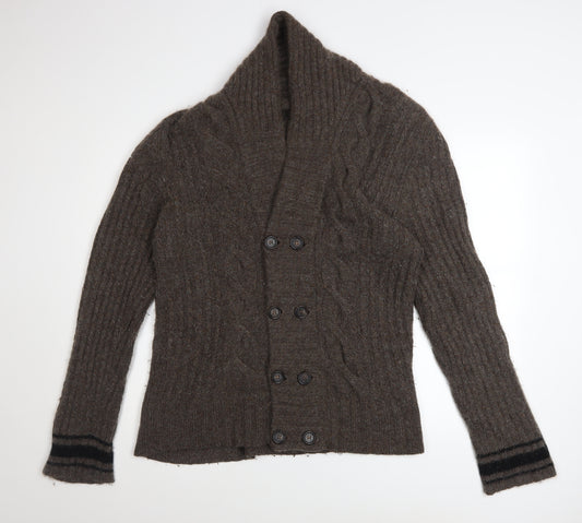 Pringle of Scotland Mens Brown XL Cashmere Cable-Knit Button Cardigan